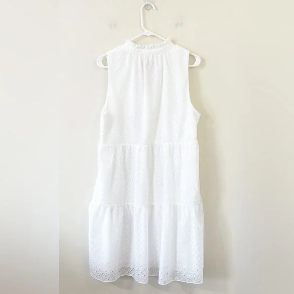 Lilly Pulitzer Novella Dress Resort White Mini Medallion Chiffon Eyelet Size L - Picture 6 of 11